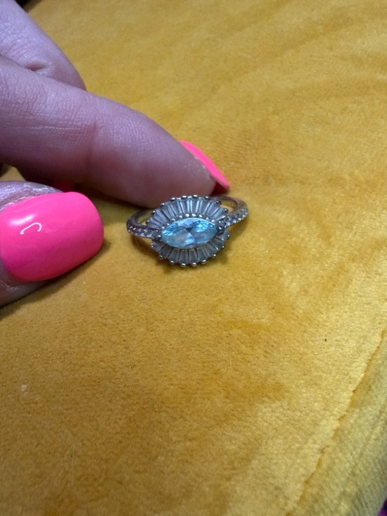 Jewelry - STERLING Silver Halo Marquise Aquamarine Ring